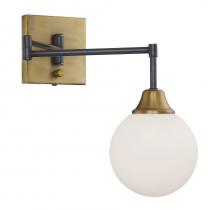 Savoy House Meridian CA M90006-79 - 1-Light Adjustable Wall Sconce in Oiled Rubbed Bronze with Natural Brass